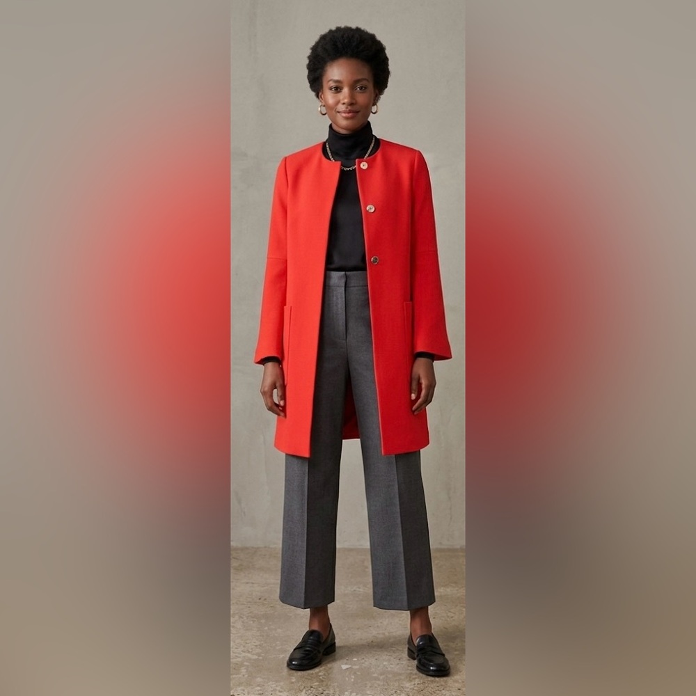 Zara Basic Bell Sleeve Hidden Snap Coat XS